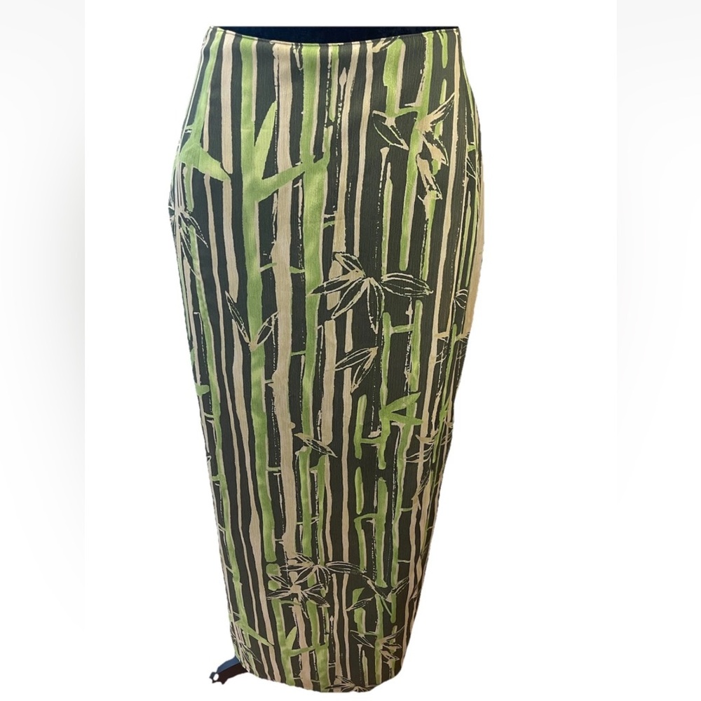 Villager Liz Claiborne ladies faux wrap side zip long skirt Y2K size 8 bamboo